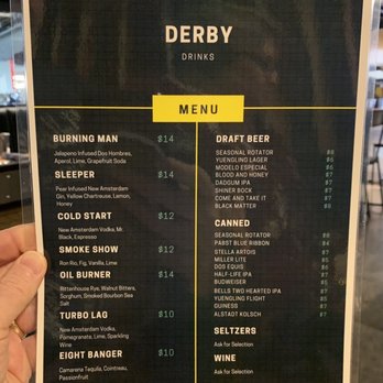 Derby Restaurant - Bar Menu - February 2022 - American Near Me - Dallas, Texas