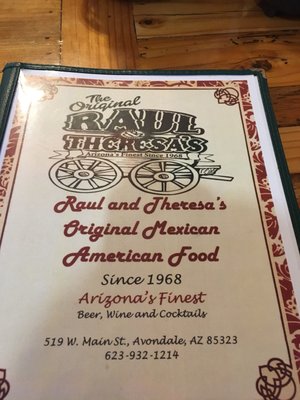 Menu photo 6 Raul & Theresa's Original Restaurant Avondale, AZ