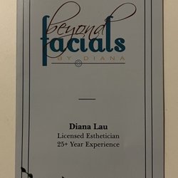 Beyond Facials By Diana - Front cover.  Facials