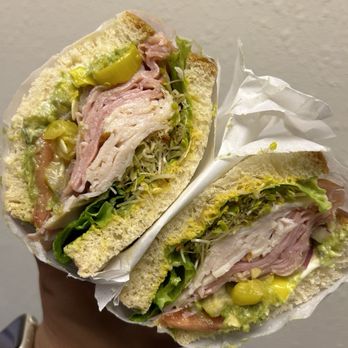 Della-Rose Deli - Harkins Habit on sourdough with the works. I added sprouts. - Delis Near Me - Salinas, California Della-Rose Deli - Harkins Habit on sourdough with the works. I added sprouts. - Delis Near Me - Salinas, California