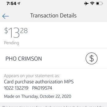 Pho Crimson - The receipt for my food today - Vietnamese Near Me - Dallas, Texas
