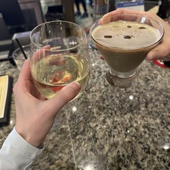 Agostinos - Glass of Riesling and espresso martini - Italian Near Me - Cleveland, Ohio