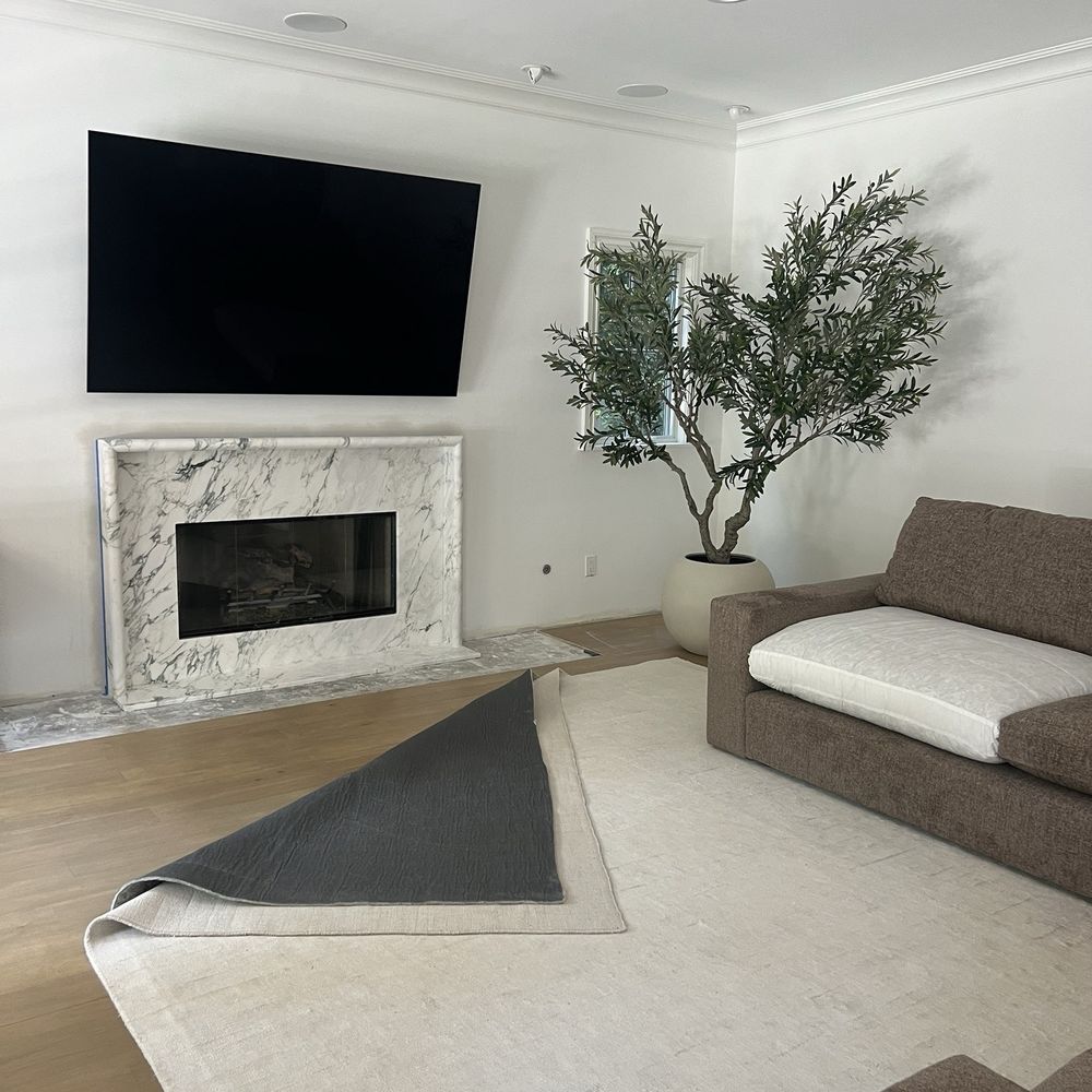 sofa and rug are shown..