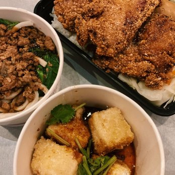 Jumbo Jumbo Cafe - Crispy Tofu with Spicy Sauce Oriental, Ground Pork on Noodle, and Fried Chicken meal - Taiwanese Near Me - College Park, Maryland Jumbo Jumbo Cafe - Crispy Tofu with Spicy Sauce Oriental, Ground Pork on Noodle, and Fried Chicken meal - Taiwanese Near Me - College Park, Maryland