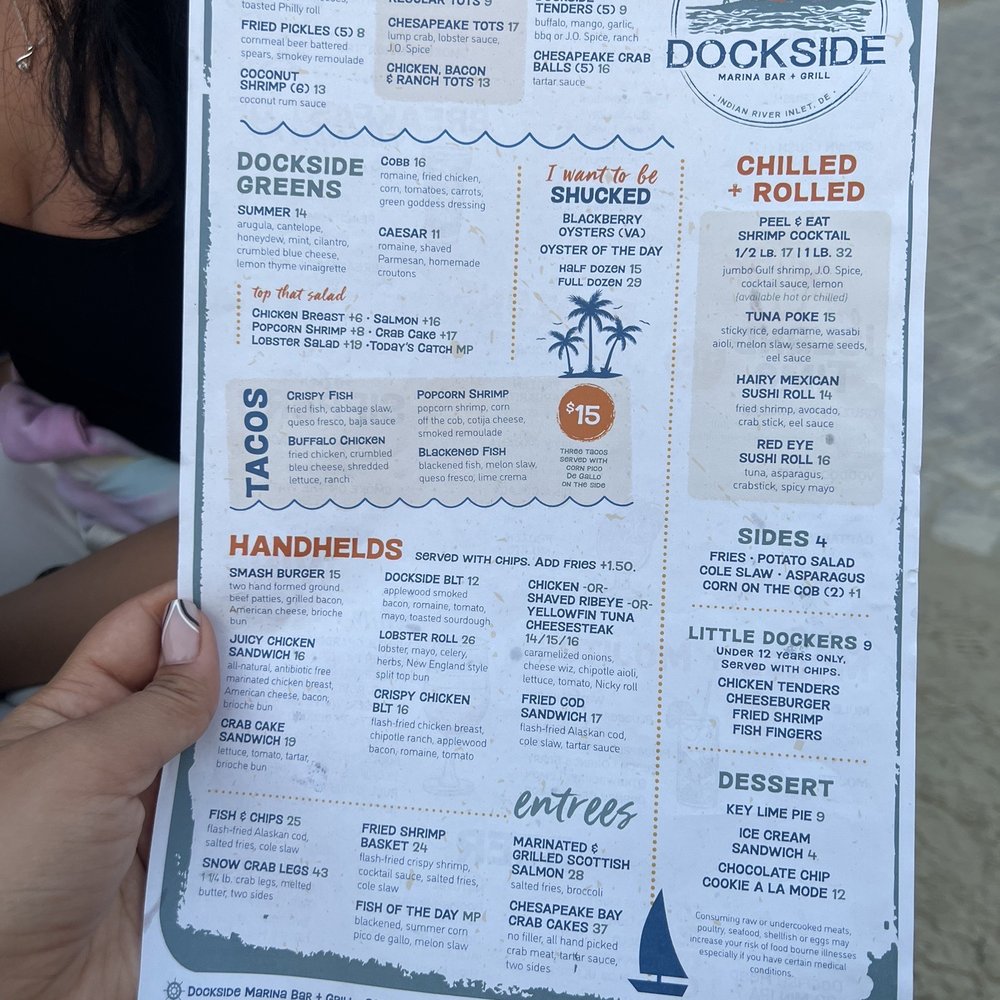 Dockside Marina Bar + Grill - Food menu - Seafood Near Me - Rehoboth Beach, Delaware