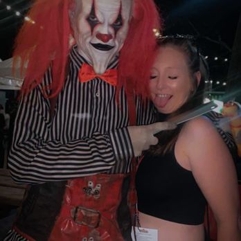 Scream-A-Geddon - clown and girl - Haunted Houses Near Me - Dade City, Florida