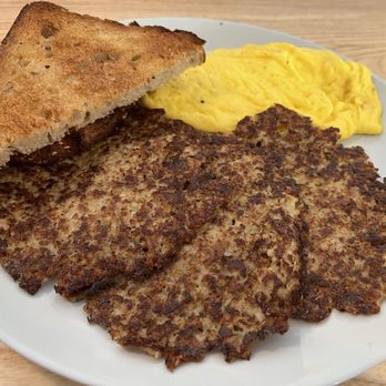 The Sleepy Rooster - Goetta with eggs and toast - New American Near Me - Chagrin Falls, Ohio The Sleepy Rooster - Goetta with eggs and toast - New American Near Me - Chagrin Falls, Ohio