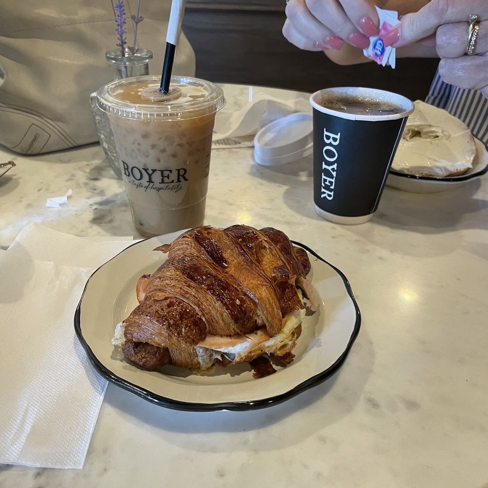 The Boyer Cafe - build your own sandwich (turkey, havarti, 1egg, sweet bacon jam on a croissant). Bagel and cream cheese. - Bakeries Near Me - Sun City, Arizona The Boyer Cafe - build your own sandwich (turkey, havarti, 1egg, sweet bacon jam on a croissant). Bagel and cream cheese. - Bakeries Near Me - Sun City, Arizona