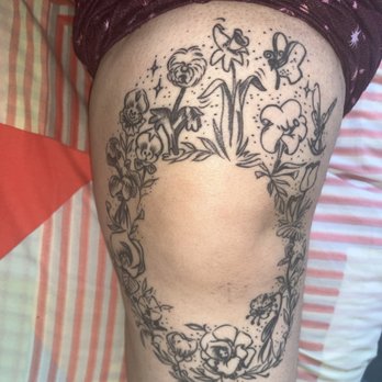Fine Tattoo Work - alice in wonderland flowers - Tattoo Near Me - Orange, California