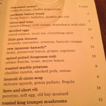 20 Spot - Menu | 11.13.13 - New American Near Me - San Francisco, California