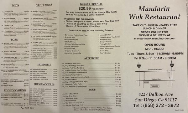 Menu photo 3 Mandarin Wok Restaurant San Diego, CA Menu photo 3 Mandarin Wok Restaurant San Diego, CA