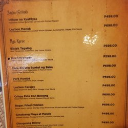 Cusina ni Nanay Maria - Menu October 2019
