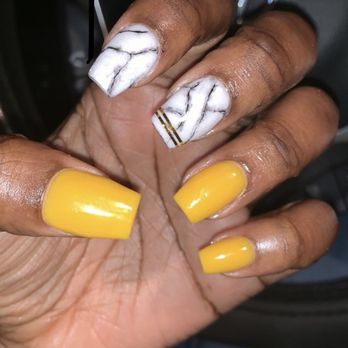 Hollywood Nails - Powder with marble - $55-60 - Nail Salons Near Me - Abilene, Texas