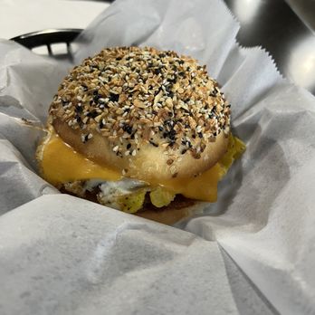 The Mixing Bowl - Breakfast sandwich on an everything sourdough bun - Bakeries Near Me - Camillus, New York The Mixing Bowl - Breakfast sandwich on an everything sourdough bun - Bakeries Near Me - Camillus, New York