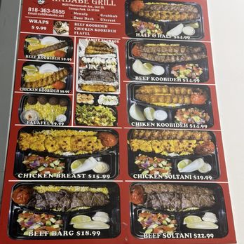 Kababe Grill - Menu on their kitchen wall - Kebab Near Me - Canoga Park, California