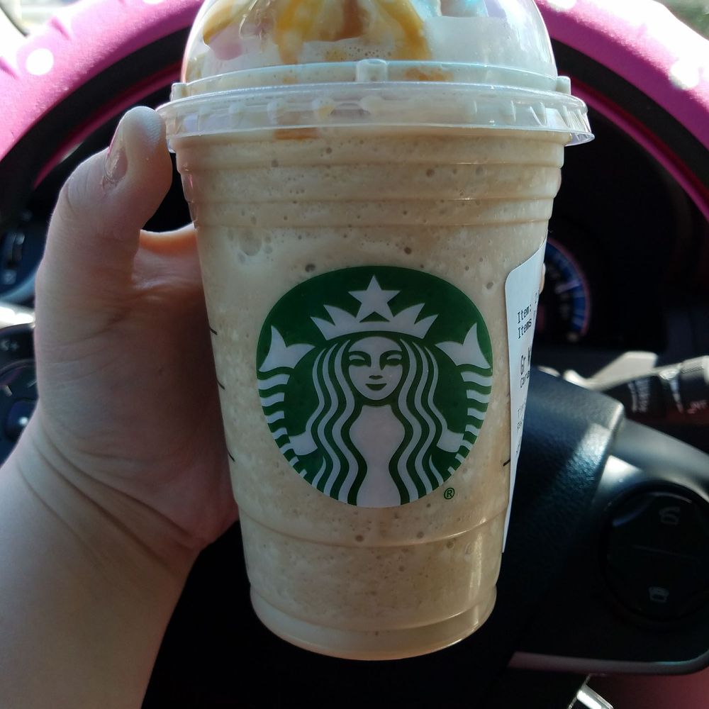 Starbucks - White mocha Frappuccino with caramel drizzle - Coffee & Tea Near Me - Summerville, South Carolina