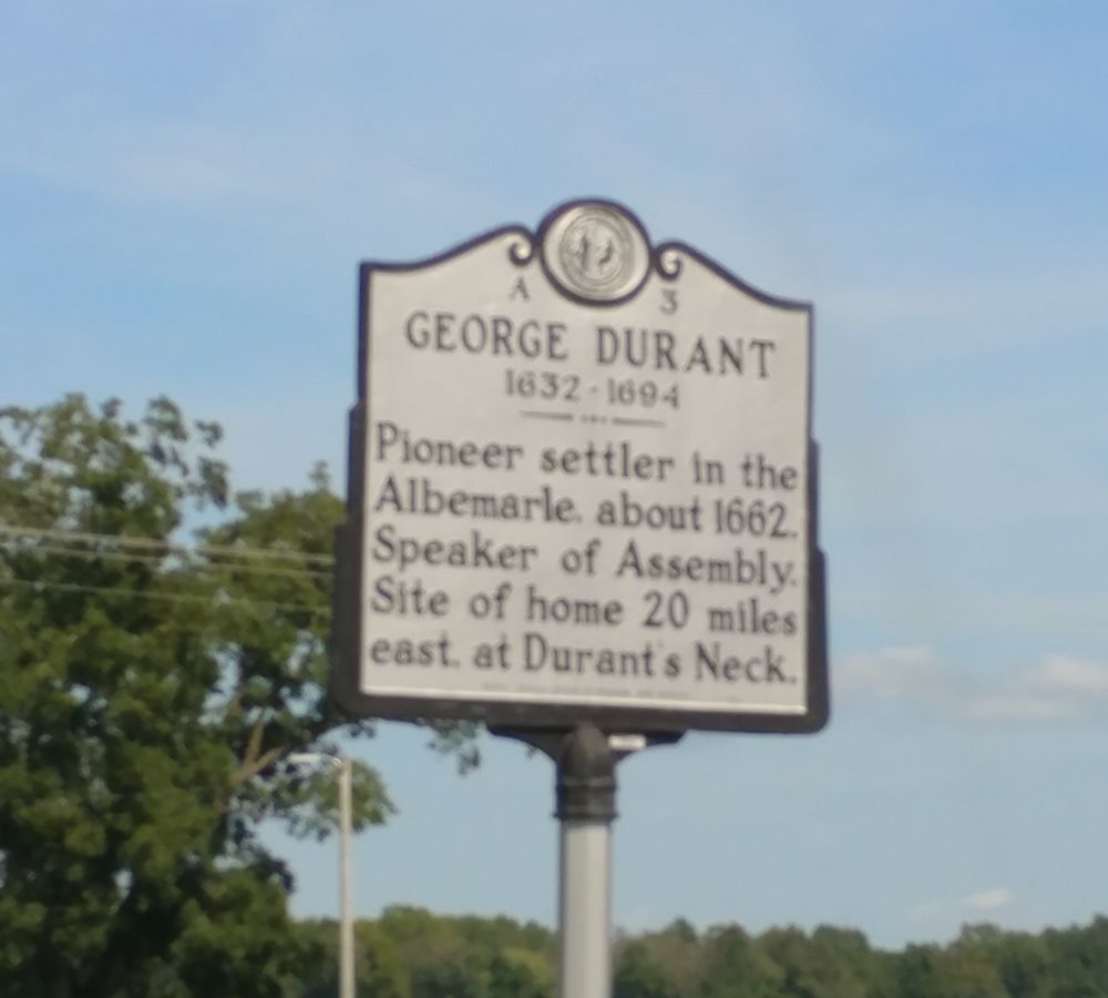 DURANT HISTORICAL MARKER 1300 Griffin Road US 17, Winfall
