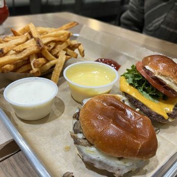 Sammy’s Sliders - Mushroom/All American slider and fries. - Burgers Near Me - Kernersville, North Carolina Sammy’s Sliders - Mushroom/All American slider and fries. - Burgers Near Me - Kernersville, North Carolina