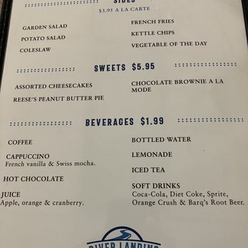 River Landing Bistro - a menu for a restaurant - Sandwiches Near Me - Dowling Park, Florida