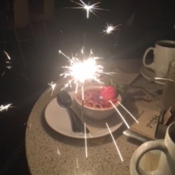 The Pearl Hotel - Creme Brulee with sparkler for our anniversary at Eat at the Pearl. - San Diego, CA