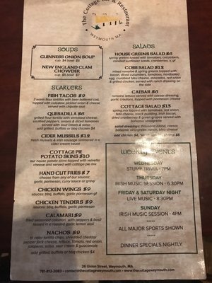Menu photo 4 The Cottage Bar & Restaurant Weymouth, MA Menu photo 4 The Cottage Bar & Restaurant Weymouth, MA