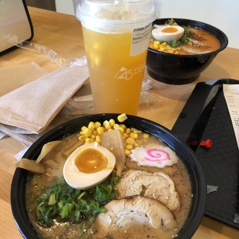 45 Degree Tea - Black garlic ramen and passion fruit mango tea. - Bubble Tea Near Me - Naperville, Illinois 45 Degree Tea - Black garlic ramen and passion fruit mango tea. - Bubble Tea Near Me - Naperville, Illinois