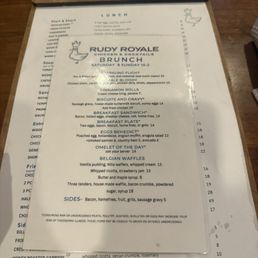 Brunch and lunch menu Brunch and lunch menu