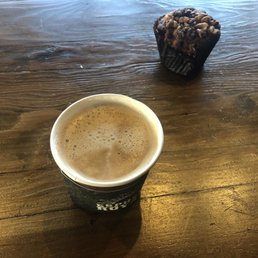 Latte With Almond Milk And The Vegan Cranberry Banana Walnut Muffin Latte With Almond Milk And The Vegan Cranberry Banana Walnut Muffin
