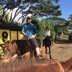 Makani Olu Ranch - Getting ready for the trail ride at Makani Olu ranch.