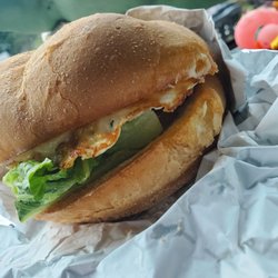 Coventry Farmers' Market - Egg and cheese with lettuce and tomato sandwich