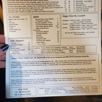 IL Bosco Pizza - Flip side of menu. - Pizza Near Me - Tempe, Arizona IL Bosco Pizza - Flip side of menu. - Pizza Near Me - Tempe, Arizona