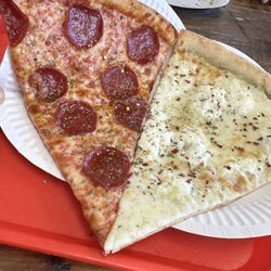NY Stromboli Pizza - Pepperoni slice & White slice