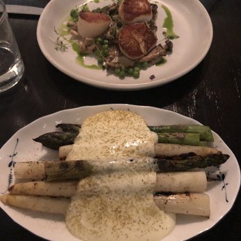 Henley - Scallops with gnocchi. Asparagus with jalapeño hollandaise. - New American Near Me - Nashville, Tennessee Henley - Scallops with gnocchi. Asparagus with jalapeño hollandaise. - New American Near Me - Nashville, Tennessee