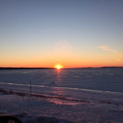 Foster Memorial Long Beach - Sunset over frozen noyac bay
