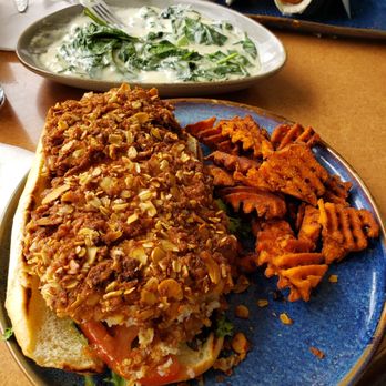 Snooky's On The Water - Grouper Sandwich with Sweet Potato Fries - Seafood Near Me - Little River, South Carolina Snooky's On The Water - Grouper Sandwich with Sweet Potato Fries - Seafood Near Me - Little River, South Carolina