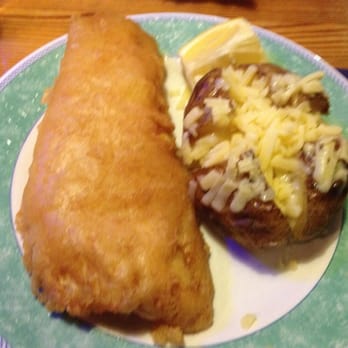 Hanbury's Licensed Fish Restaurant & Takeaway - Medium cod with jacket potato - Fish & Chips Near Me - Torquay, TOB Hanbury's Licensed Fish Restaurant & Takeaway - Medium cod with jacket potato - Fish & Chips Near Me - Torquay, TOB