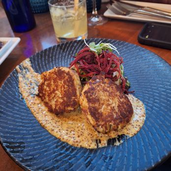 Fins At Sharky's - Te crab cakes...so good! - Steakhouses Near Me - Venice, Florida