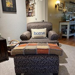 Montes Re-Upholstery - Chair and ottoman
