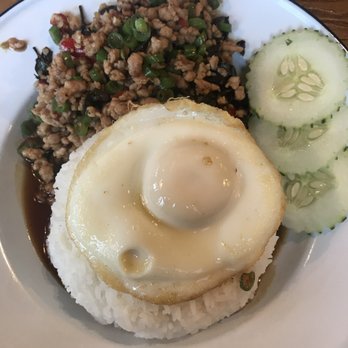Sup Thai Kitchen - Ground pork Spicy Thai basil topped with fried eggs - Thai Near Me - Fresh Meadows, New York Sup Thai Kitchen - Ground pork Spicy Thai basil topped with fried eggs - Thai Near Me - Fresh Meadows, New York