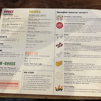 HomeState - Drink menu - Tex-Mex Near Me - Los Angeles, California