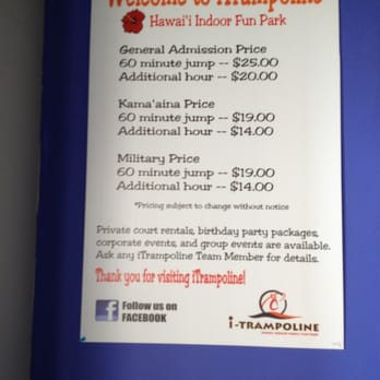 iTrampoline - Prices as of 3/26/13 - Trampoline Parks Near Me - Waipahu, Hawaii iTrampoline - Prices as of 3/26/13 - Trampoline Parks Near Me - Waipahu, Hawaii