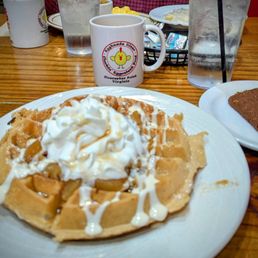 Eggheads Caramel Apple Waffle w/scrapple