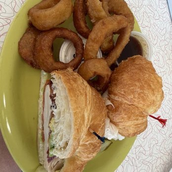 Mr D'z Route 66 Diner - Turkey Avocado BLT. On a croissant. With side of Onion rings. - Diners Near Me - Kingman, Arizona