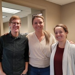 Ericksons Artificial Eyes - left to right - Rian Elschlager, Lab Tech. Monica Erickson, Owner/Ocularist. Hope Francis, Office Manager.