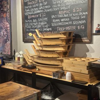 Utamaro Sushi Bar - All the Sushi Boats ready to go out to sea... - Sushi Bars Near Me - Sarasota, Florida