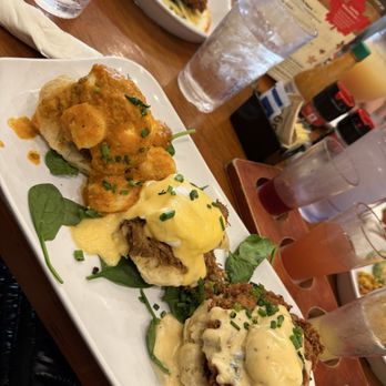 Ruby Slipper Decatur - The Trifecta (Eggs Cochon, Chicken St. Charles and Bayou Shrimp) - Breakfast & Brunch Near Me - New Orleans, Louisiana Ruby Slipper Decatur - The Trifecta (Eggs Cochon, Chicken St. Charles and Bayou Shrimp) - Breakfast & Brunch Near Me - New Orleans, Louisiana