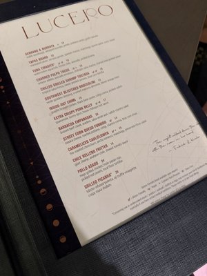 Menu photo 2 Lucero Tempe, AZ Menu photo 2 Lucero Tempe, AZ