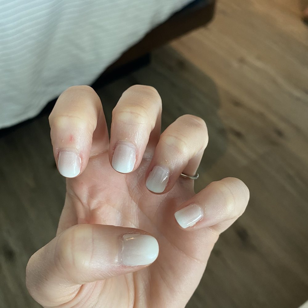 Too much white and not enough pink in the ombré. Looks more like I just got white nail polish