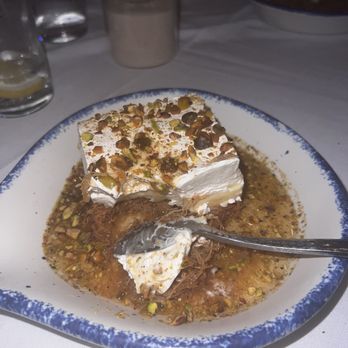 Meli Estiatorio - Ekmek- delush !!!! With honey -lemony sirop and drizzle of crushed pistachios - Greek Near Me - Forest Hills, New York