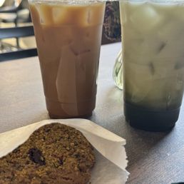 Pistachio cardamom cookie, empire matcha, and kumquat cardamom coffee. Pistachio cardamom cookie, empire matcha, and kumquat cardamom coffee.